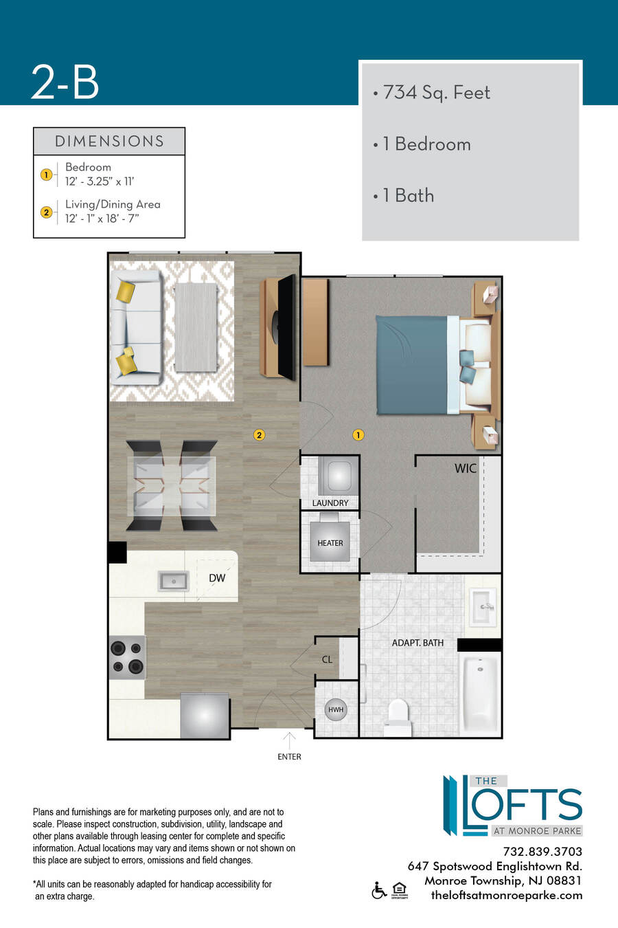 The Lofts at Monroe Park Apartment Floor Plan 2B